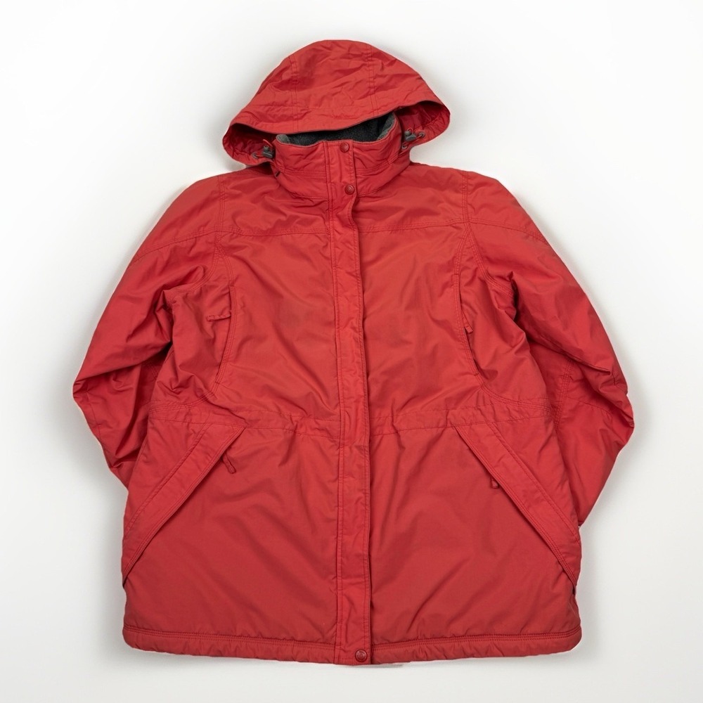 L.L. Bean‎ Women's 1X Deep Coral Insulated Parka Hooded Winter Coat Fleece Lined